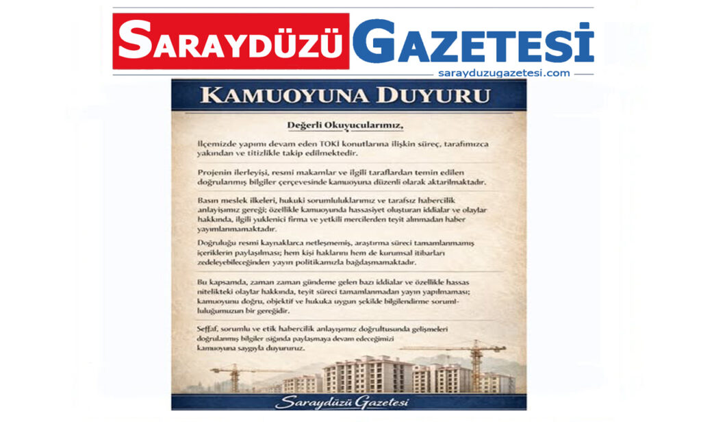 Saraydüzü TOKİ İntihar Haberi Kamuoyuna Duyuru